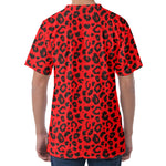 Red Leopard Print Men's Velvet T-Shirt