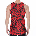 Red Leopard Print Men's Velvet Tank Top