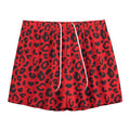 Red Leopard Print Mesh Shorts