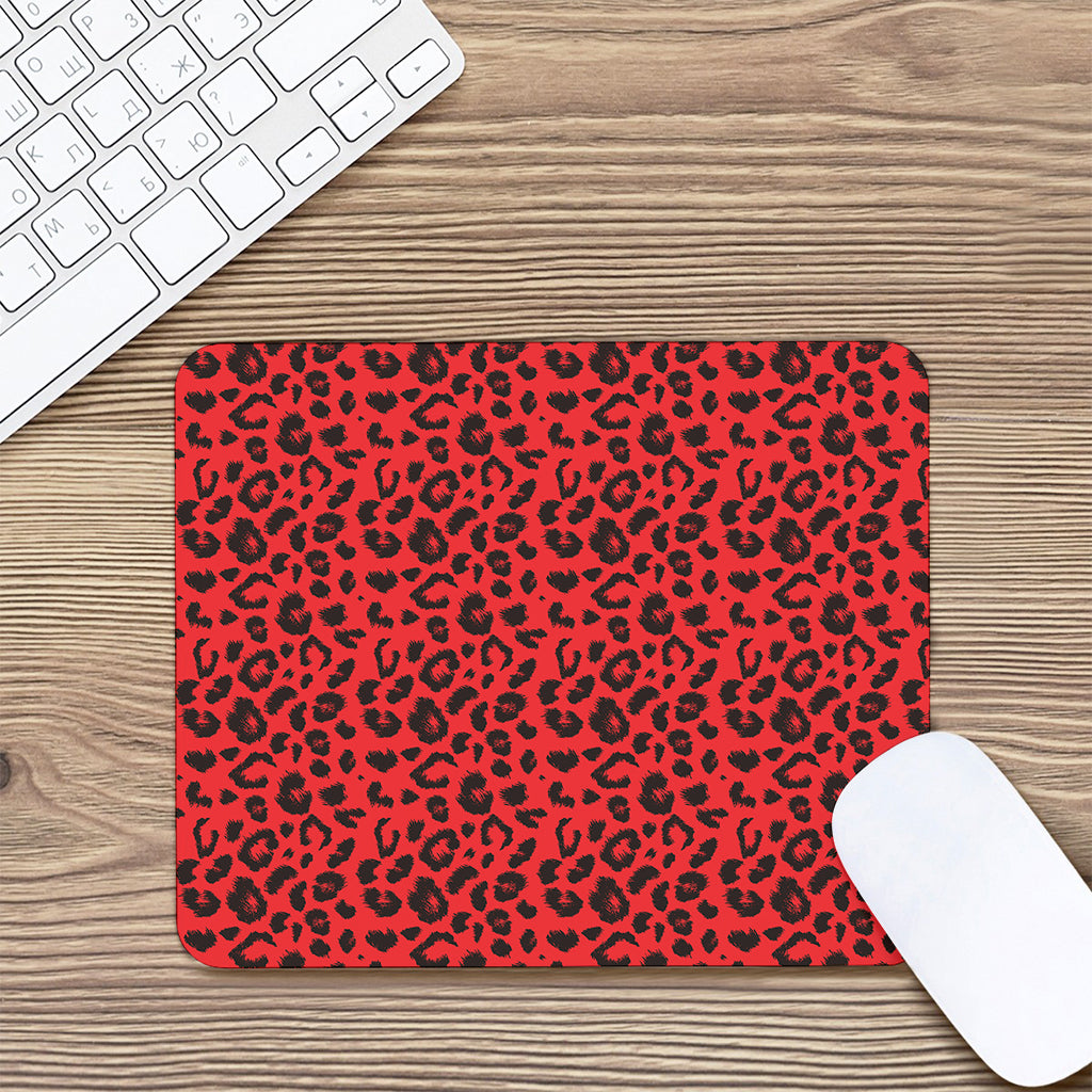 Red Leopard Print Mouse Pad