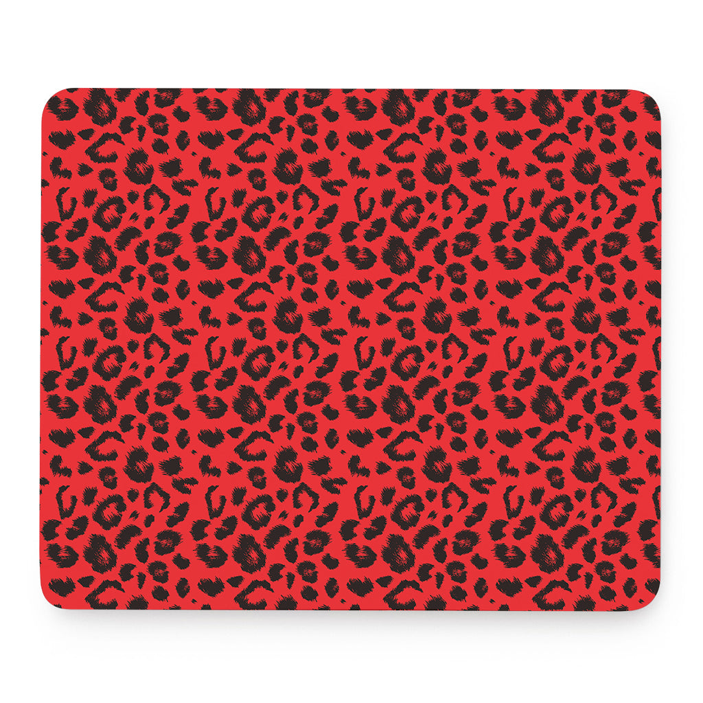 Red Leopard Print Mouse Pad