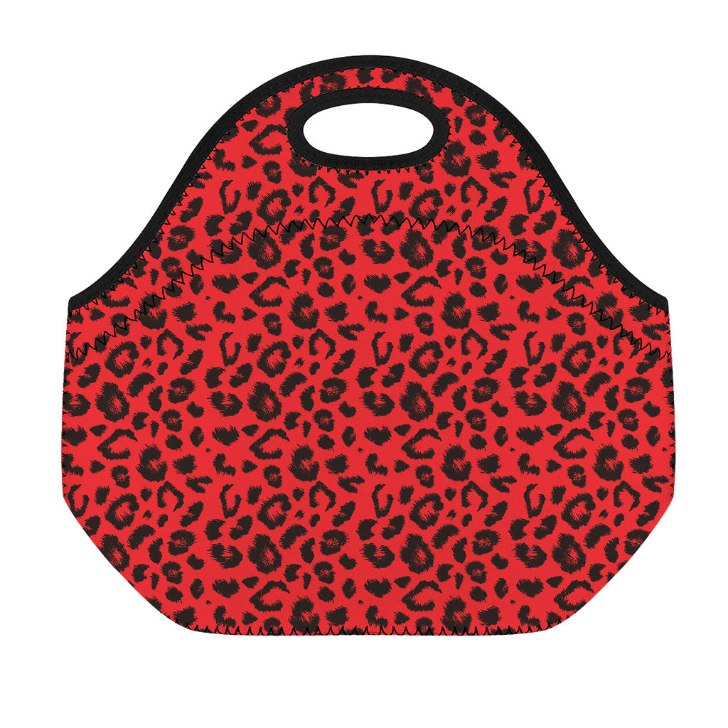 Red Leopard Print Neoprene Lunch Bag