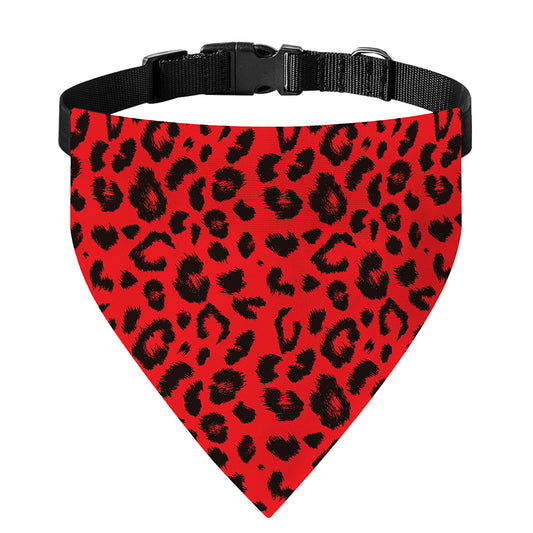 Red Leopard Print Over The Collar Dog Bandana