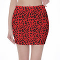 Red Leopard Print Pencil Mini Skirt