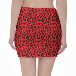 Red Leopard Print Pencil Mini Skirt