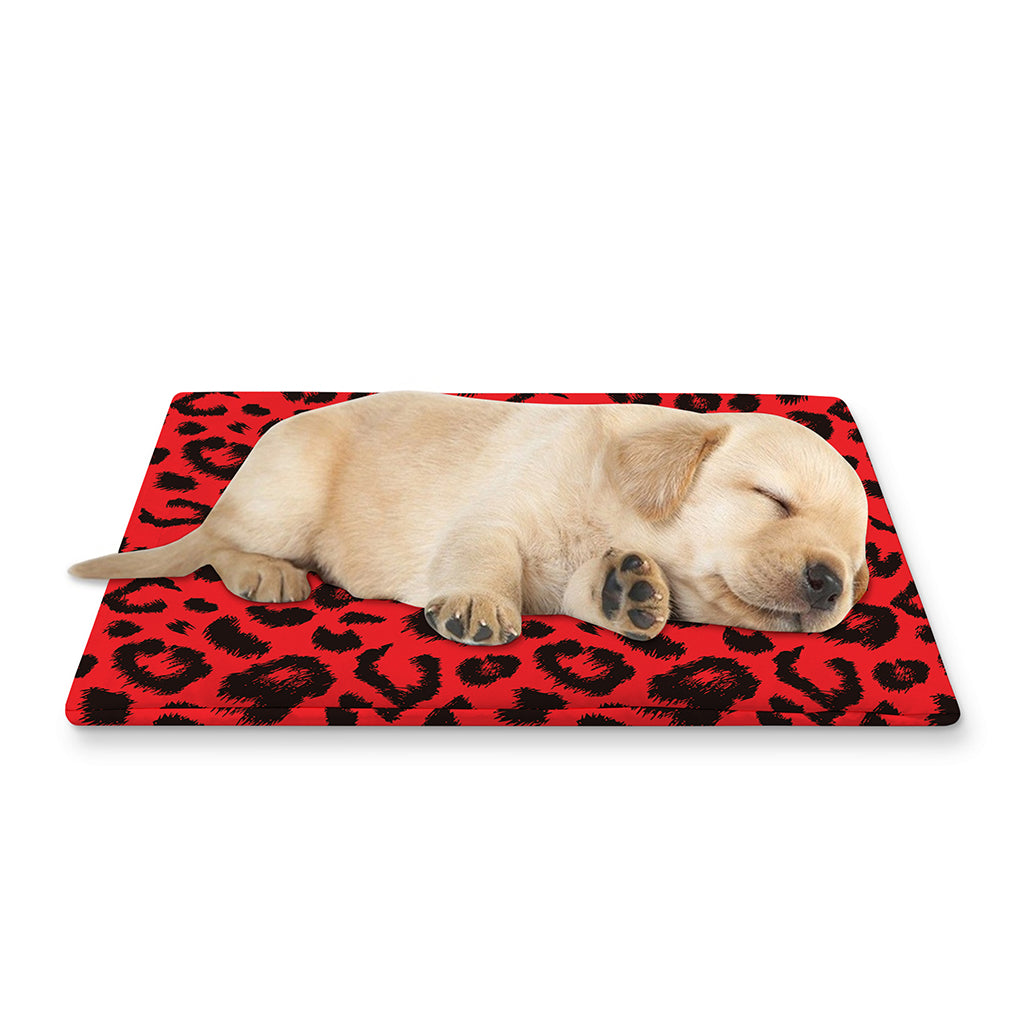 Red Leopard Print Pet Cooling Mat Cover