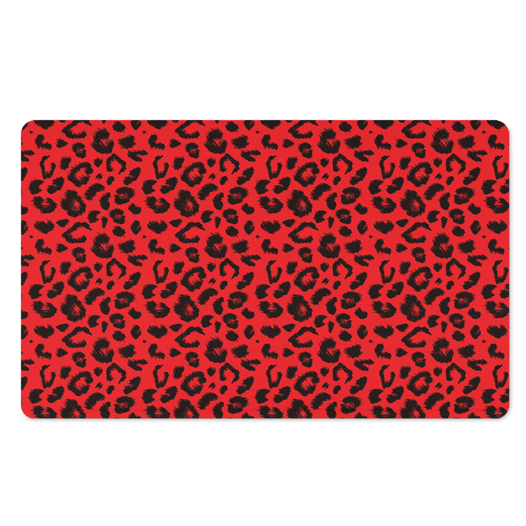 Red Leopard Print Polyester Doormat