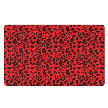 Red Leopard Print Polyester Doormat