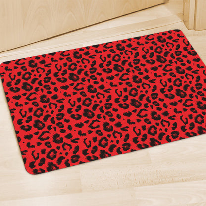 Red Leopard Print Polyester Doormat