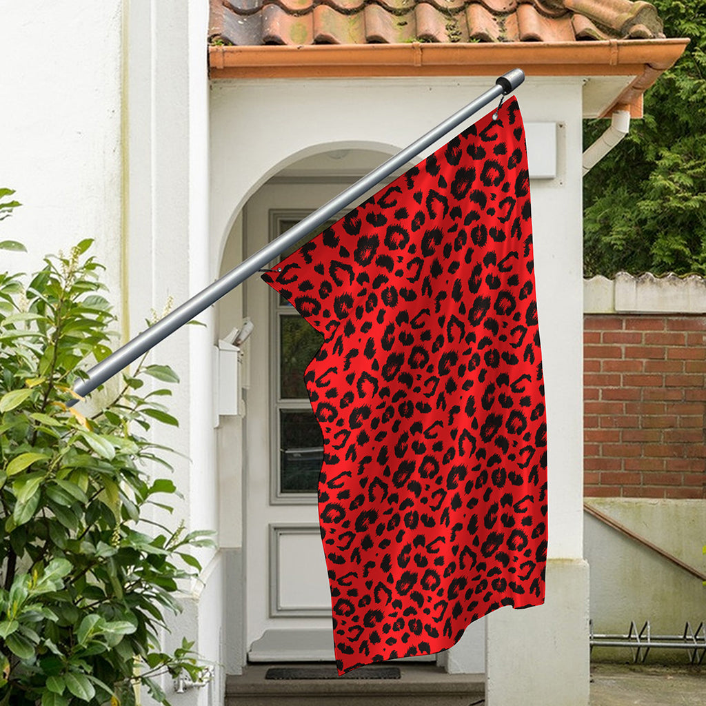 Red Leopard Print Polyester Flag