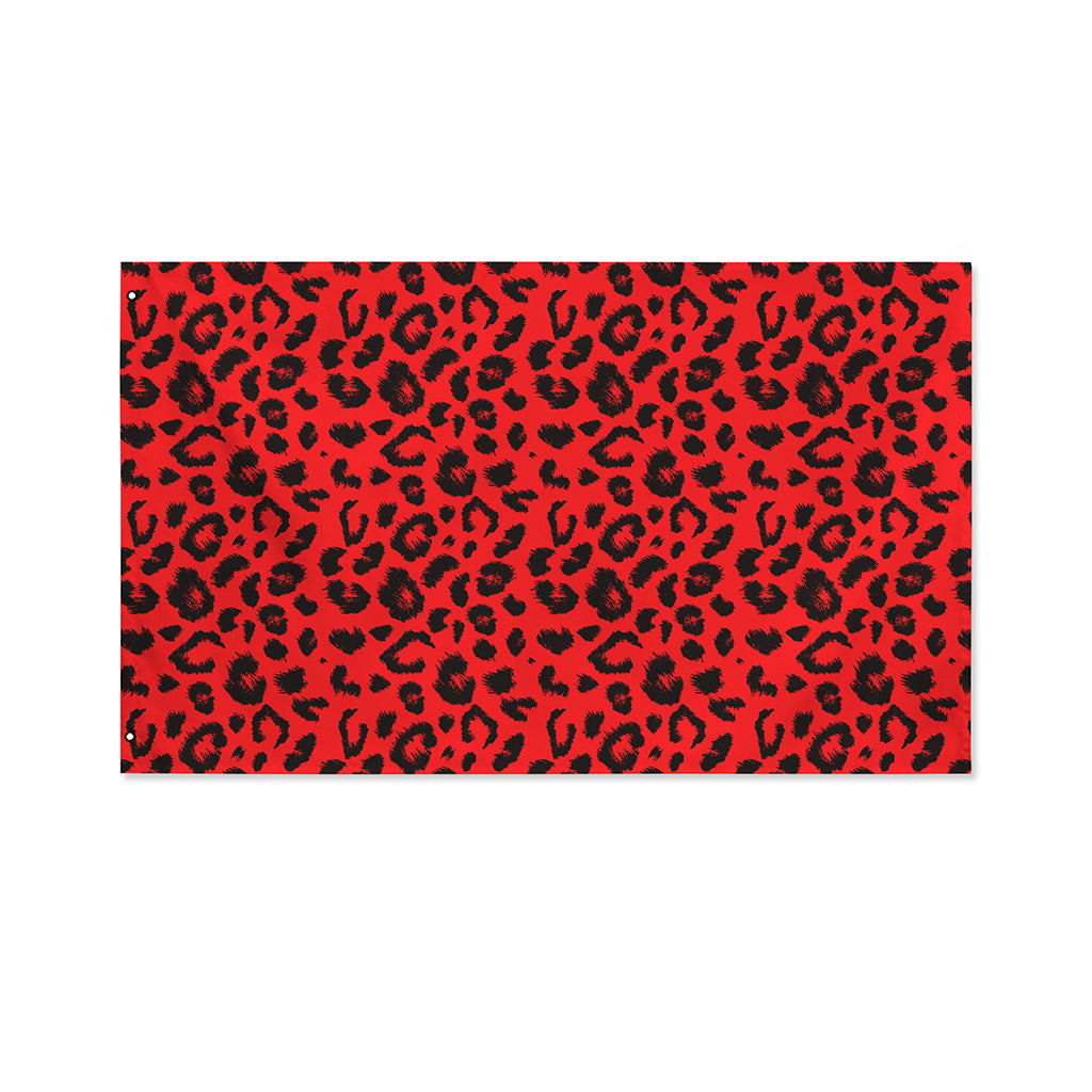 Red Leopard Print Polyester Flag