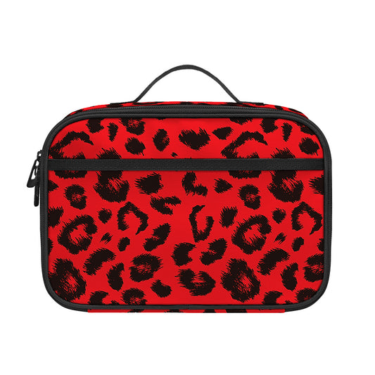Red Leopard Print Portable Lunch Bag