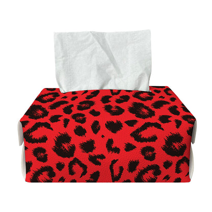 Red Leopard Print Rectangle Tissue Box Cover