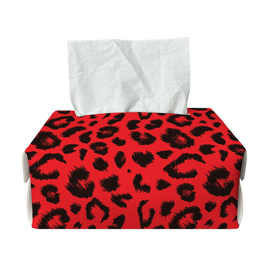 Red Leopard Print Rectangle Tissue Box Cover