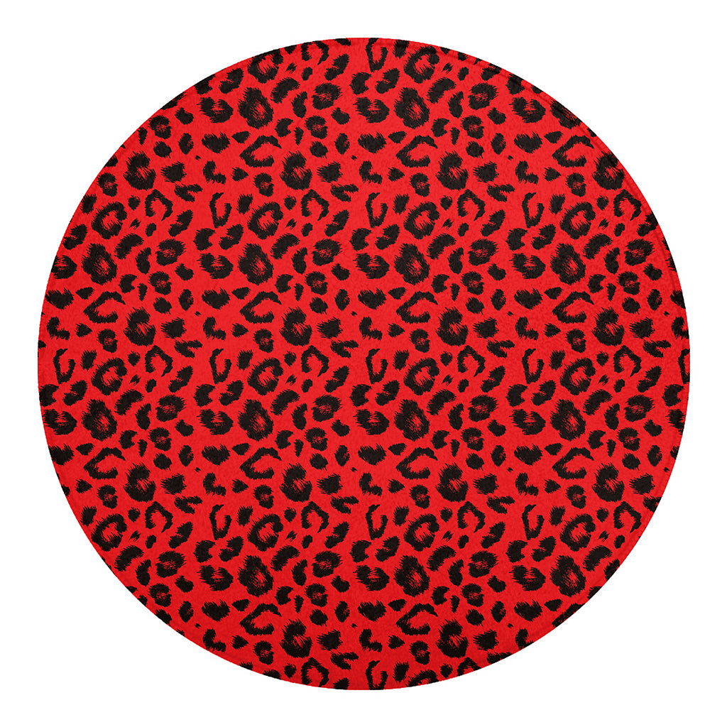 Red Leopard Print Round Blanket