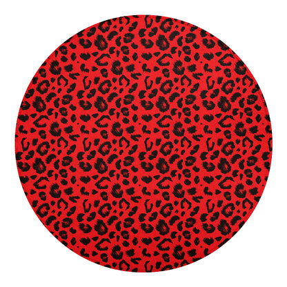 Red Leopard Print Round Blanket