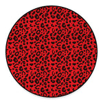 Red Leopard Print Round Floor Mat