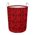 Red Leopard Print Round Laundry Basket