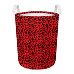 Red Leopard Print Round Laundry Basket