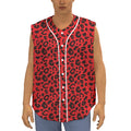 Red Leopard Print Sleeveless Baseball Jersey
