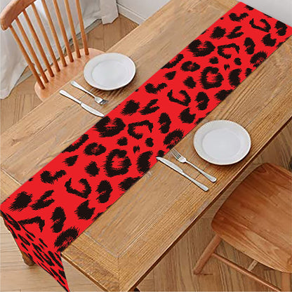 Red Leopard Print Table Runner