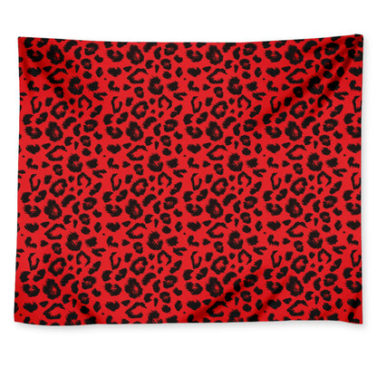 Red Leopard Print Tapestry