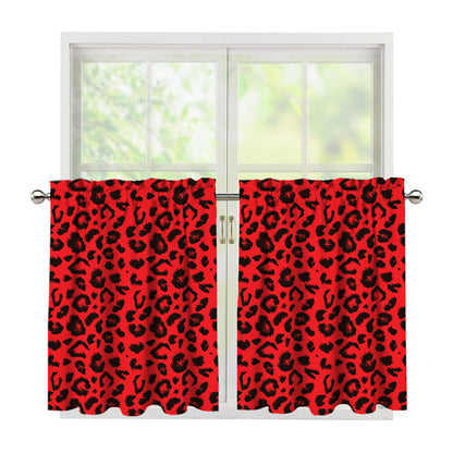 Red Leopard Print Tier Curtains
