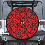 Red Leopard Print Tire Cover With Camera Hole