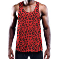 Red Leopard Print Men's Workout Tank Top