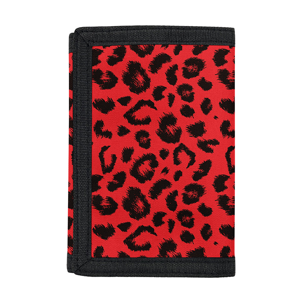 Red Leopard Print Trifold Wallet