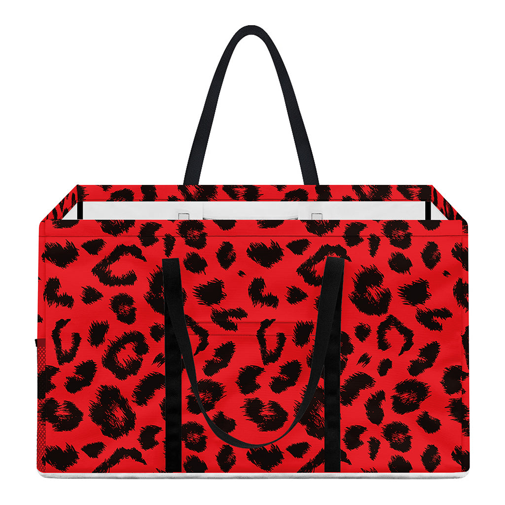 Red Leopard Print Utility Tote Bag