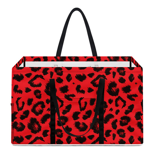 Red Leopard Print Utility Tote Bag