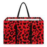 Red Leopard Print Utility Tote Bag