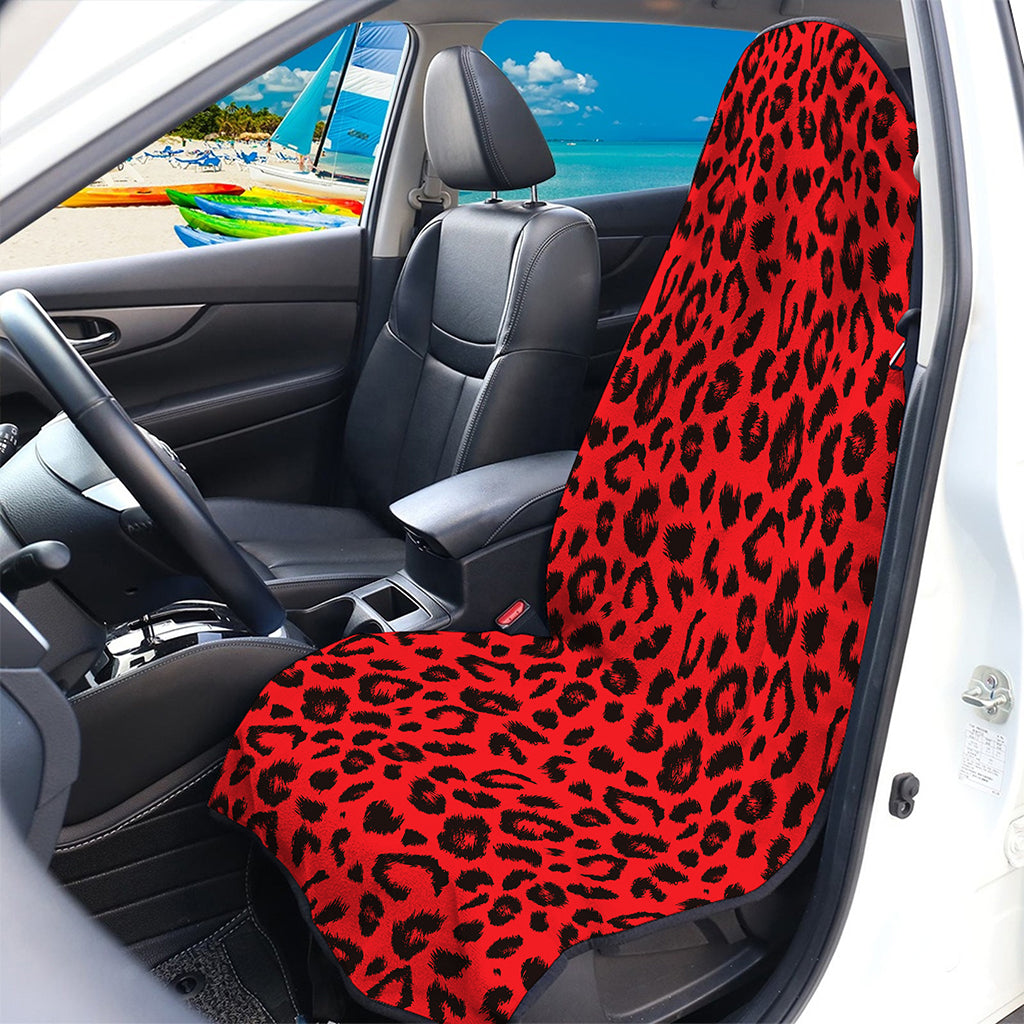 Red Leopard Print Waterproof Car Seat Cover