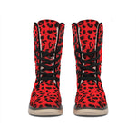 Red Leopard Print Winter Boots