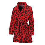 Red Leopard Print Women's Bathrobe