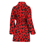 Red Leopard Print Women's Bathrobe