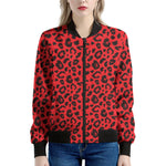 Red Leopard Print Women's Bomber Jacket