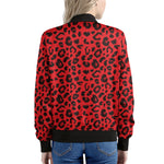 Red Leopard Print Women's Bomber Jacket