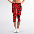 Red Leopard Print Women's Capri Leggings