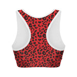 Red Leopard Print Women's Sports Bra