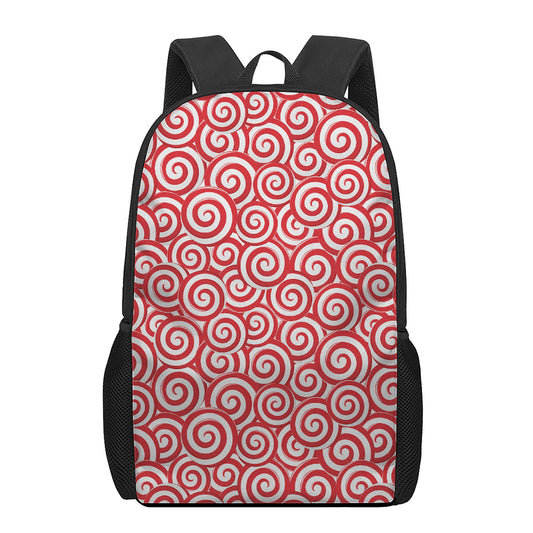 Red Lollipop Candy Pattern Print 17 Inch Backpack