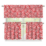 Red Lollipop Candy Pattern Print 3 Piece Kitchen Curtains