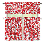 Red Lollipop Candy Pattern Print 3 Piece Kitchen Curtains