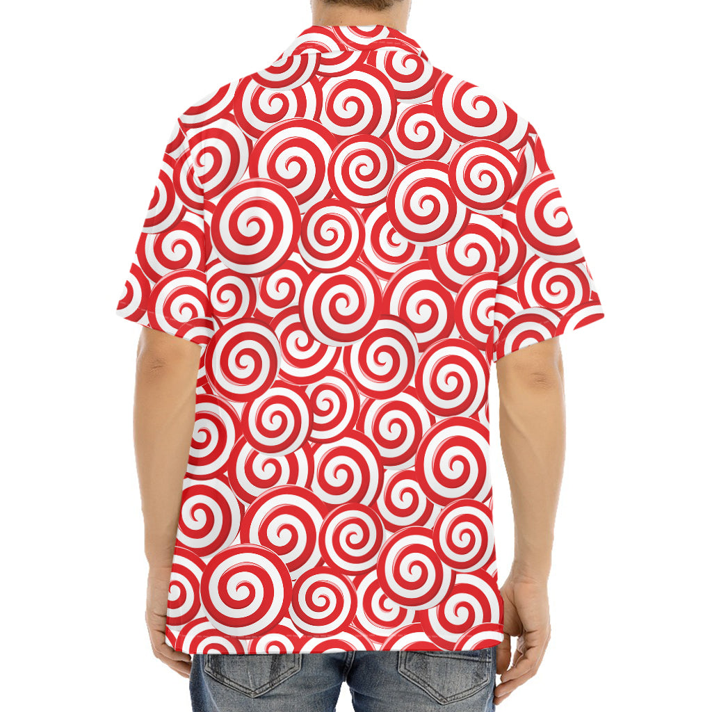 Red Lollipop Candy Pattern Print Aloha Shirt