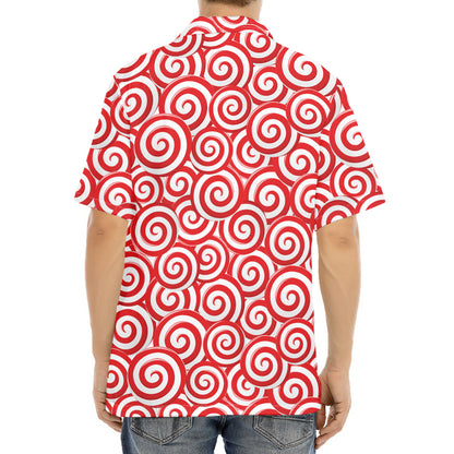 Red Lollipop Candy Pattern Print Aloha Shirt