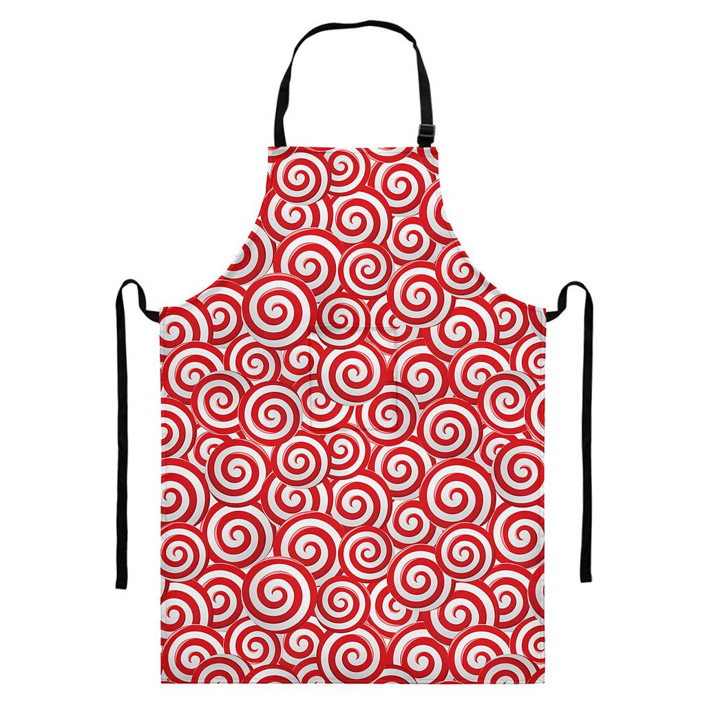 Red Lollipop Candy Pattern Print Bib Apron With Pocket