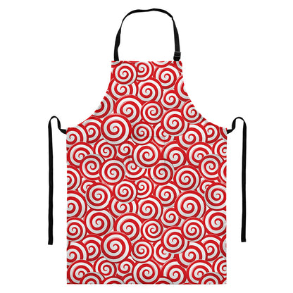 Red Lollipop Candy Pattern Print Bib Apron With Pocket