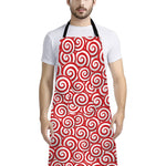 Red Lollipop Candy Pattern Print Bib Apron With Pocket