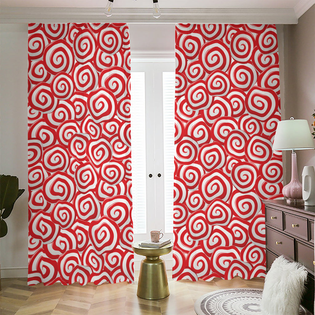 Red Lollipop Candy Pattern Print Blackout Pencil Pleat Curtains